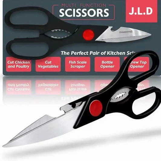 Food Scissors, Sharp Scissors with Nutcrackers, Bottle Opener, Can Opener, Vegetable Cutting Scissors, Chopping Scissors, Multi-Purpose Utensil Gadgets(USPS shipping, pickup supported)
