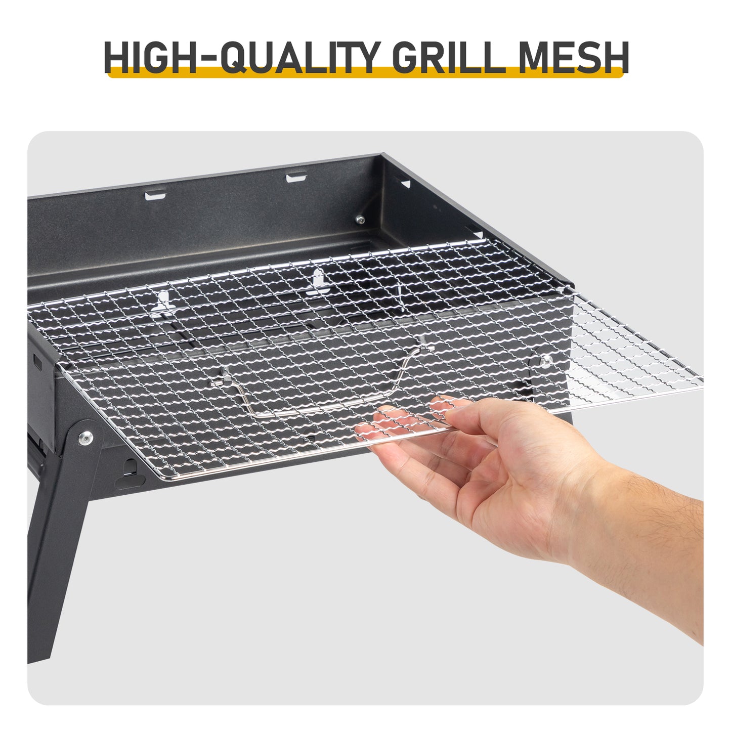 Portable BBQ Grill with Folding Feet, Compact and Lightweight Charcoal Grill for Outdoor Camping, Backyard, Picnic, Beach Party, and Family Outings