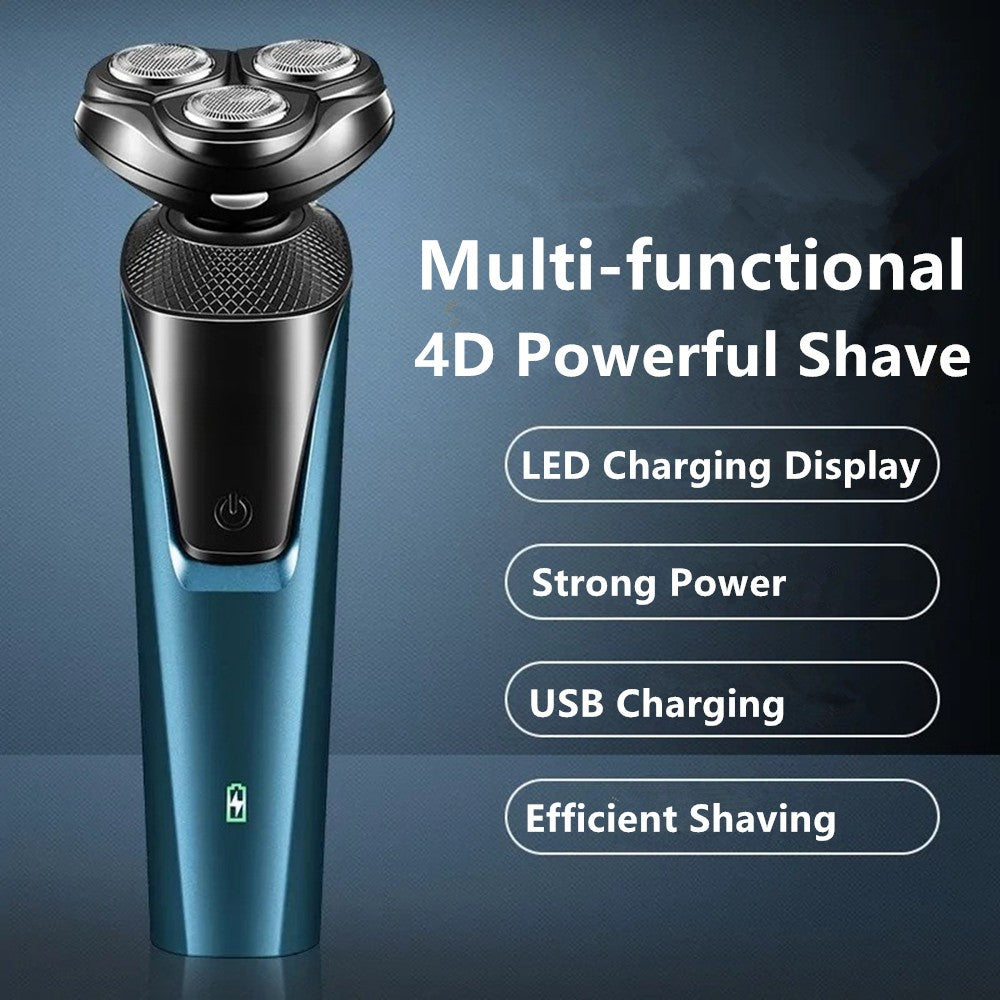 USB Rechargeable 3-In-1 Men's Professional Multi-function Cheek Beard Trimmer Men Nose Hair Cutting Barber Shaver Machine Blue (Logistics only For USPS.TK/TMEU only For self-pickup)