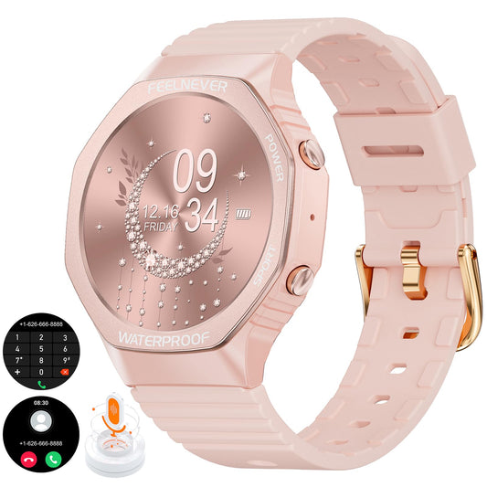 LIGE Smart Watches for Women(Dials&Answer)1.32" Casual Smart Watch for Android iOS Phones with 100+Sport ModesHeart Rate/Blood Oxygen/Spo2 TrackerLadies Smartwatch Pink-Gold