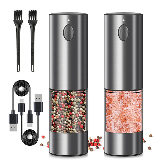 2PCS electric salt and pepper grinder set - battery-powered spice grinder, adjustable for coarseness, perfect for home kitchens, durable plastic, electric salt and pepper grinder, automatic grinder