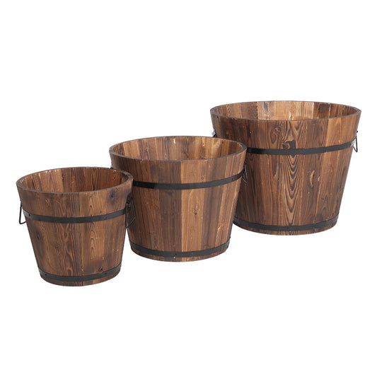 Outdoor Reinforced And Anticorrosive Wooden Pot Set Of Three