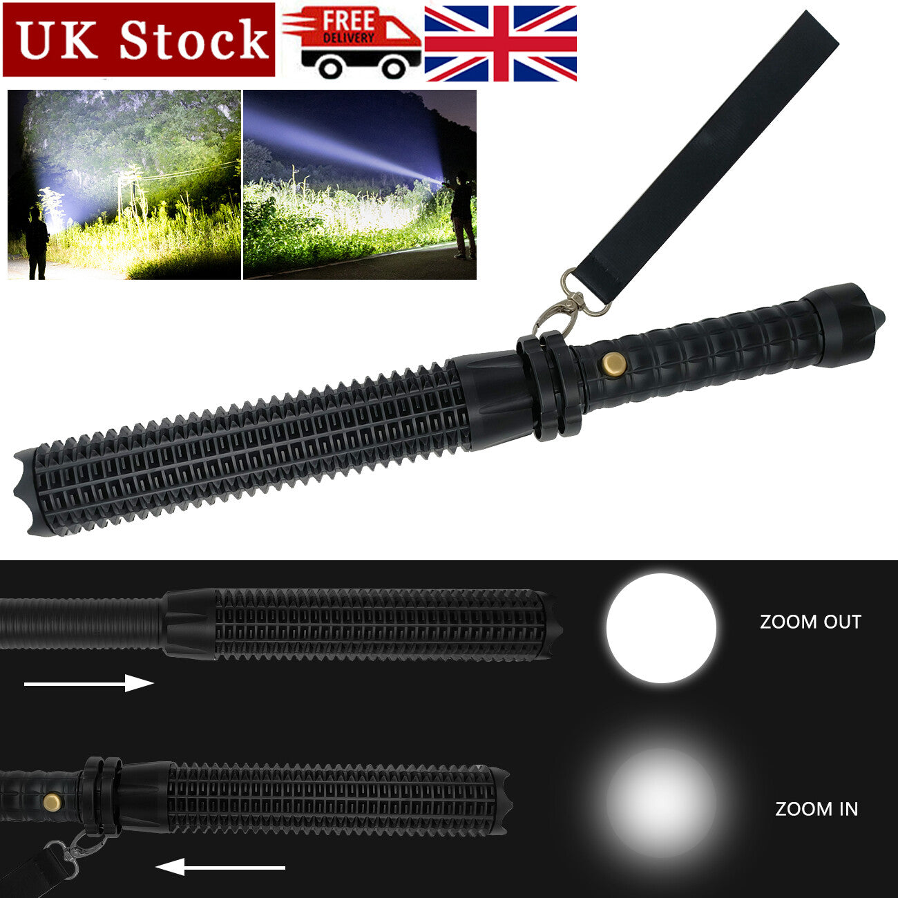 USB Rechargeable LED Flashlight Retractable Torch 3-Mode Zoomable Security Light Outdoor Flashlight Set(Platform policies vary; relevant qualifications are attached via link, please do not list products without required qualifications)