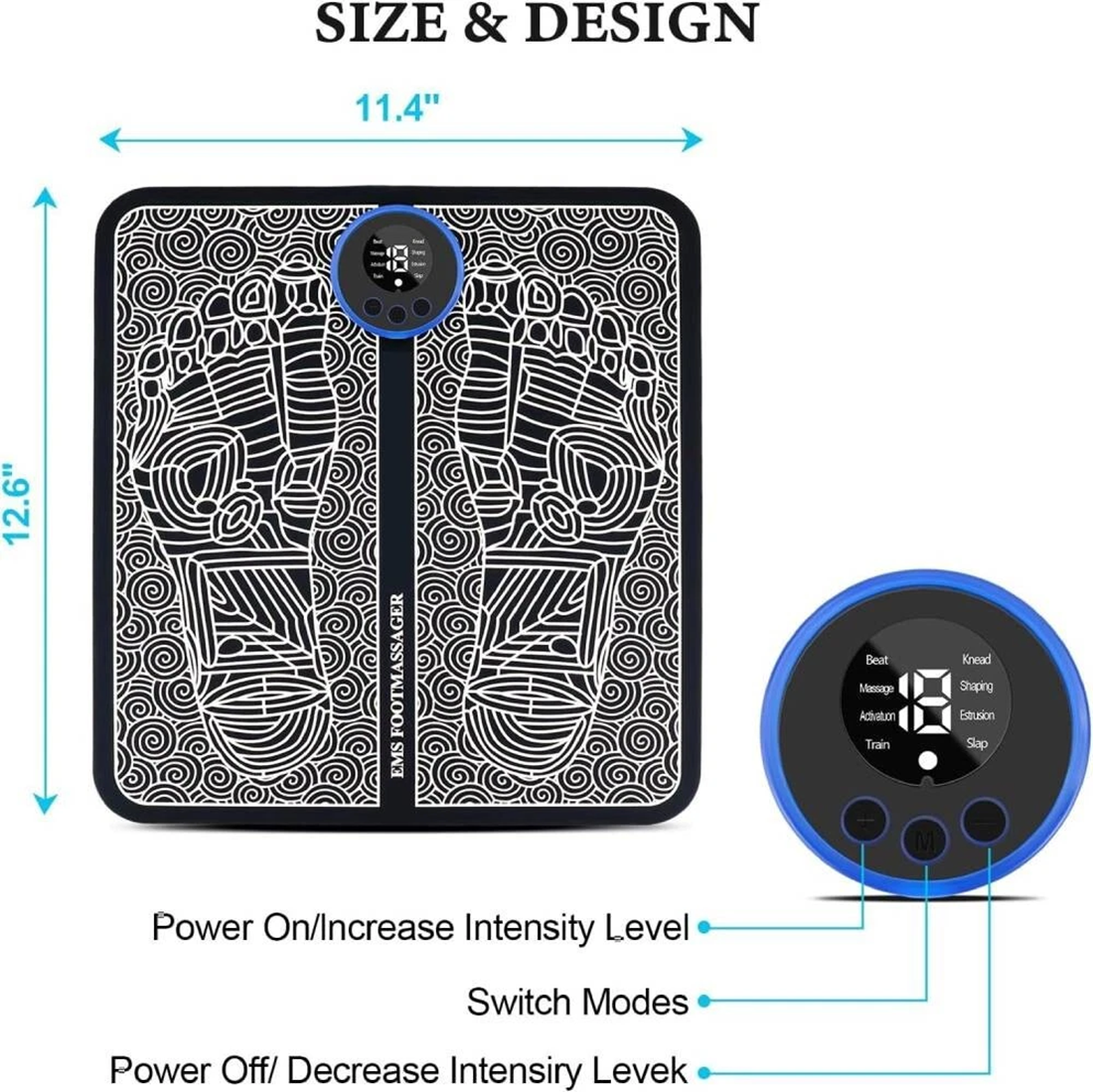 Electric Foot Massager Pad Blood Circulation Muscle Stimulator Mat 19 Levels and 8 Modes-Massage Mat(Logistics only For USPS.TK/TMEU only For self-pickup)
