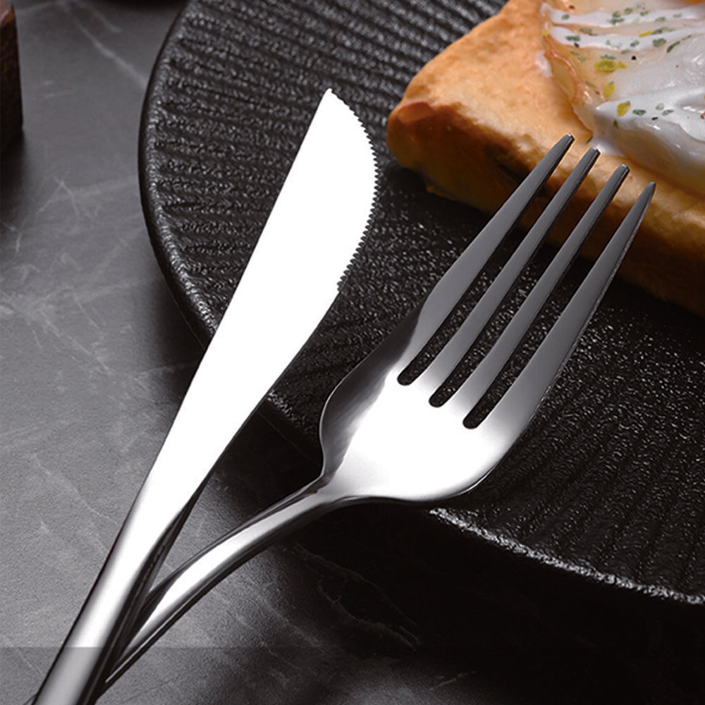 30pc CUTLERY DINNER SET STAINLESS STEEL METAL STAND RACK FORKS TEA SPOONS POLISH