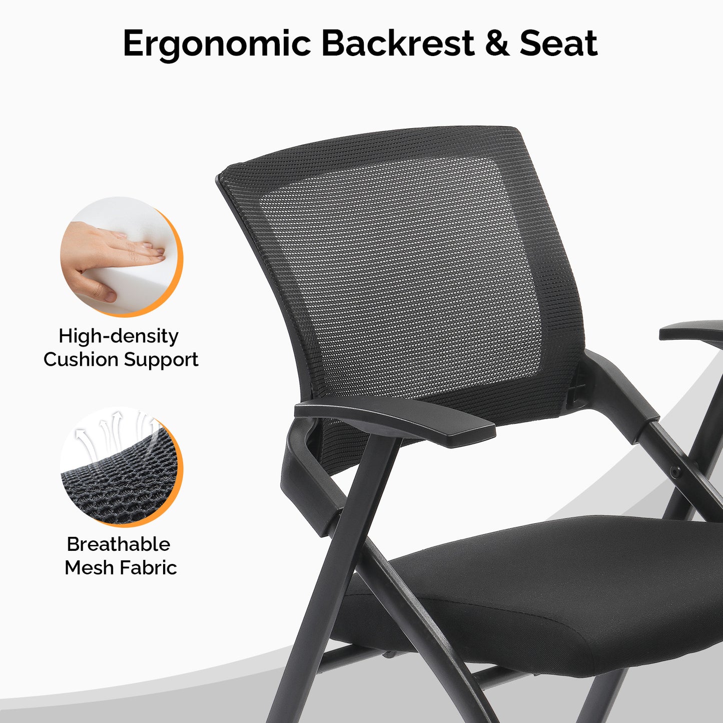 1 Pack Stackable Conference Room Chairs with Wheels, Folding Office Chair with Rebound Back, Padded Seat for Training Room, Guest, Reception, Event, Capacity 350lbs, Black