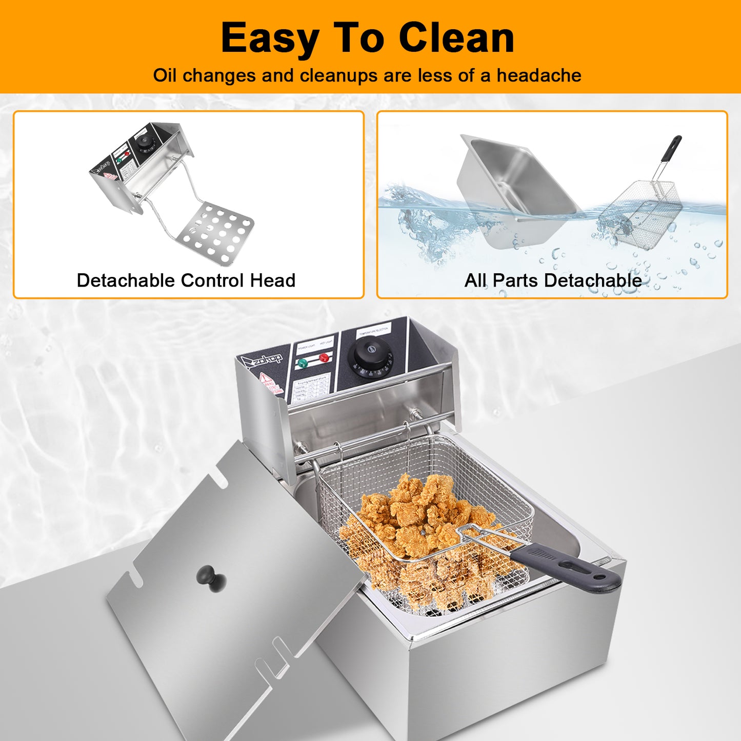 Stainless Steel Single Cylinder Electric Fryer US Plug