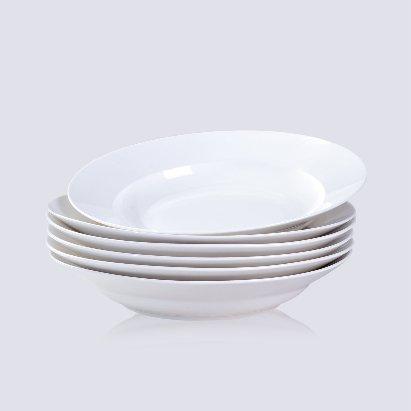 White Dinner Plates Set of 6, 9 Inch Salad Serving Modern Round Dishes - Dishwasher, Microwave, Oven Safe, Scratch Resistant, Smooth Glaze