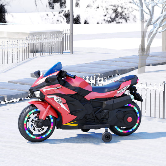12V Electric Motorcycle for Kids, Powered Toy Motorcycle, Child Motorcycle Ride On with Light Wheels and Bluetooth Music Red (No shipping on weekends)