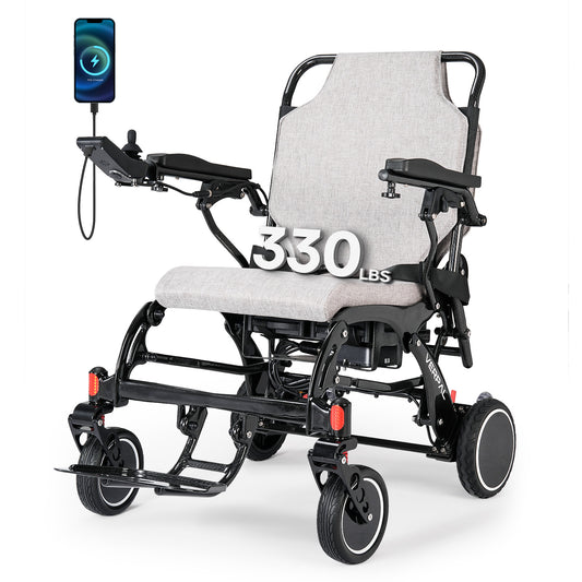 21" Lightweight Carbon Fiber Electric Wheelchairs for Adults, 20 Miles Long Range Motorized Wheelchairs Intelligent Wheelchairs for Adults All Terrain Wheelchairs Portable Airline Approved