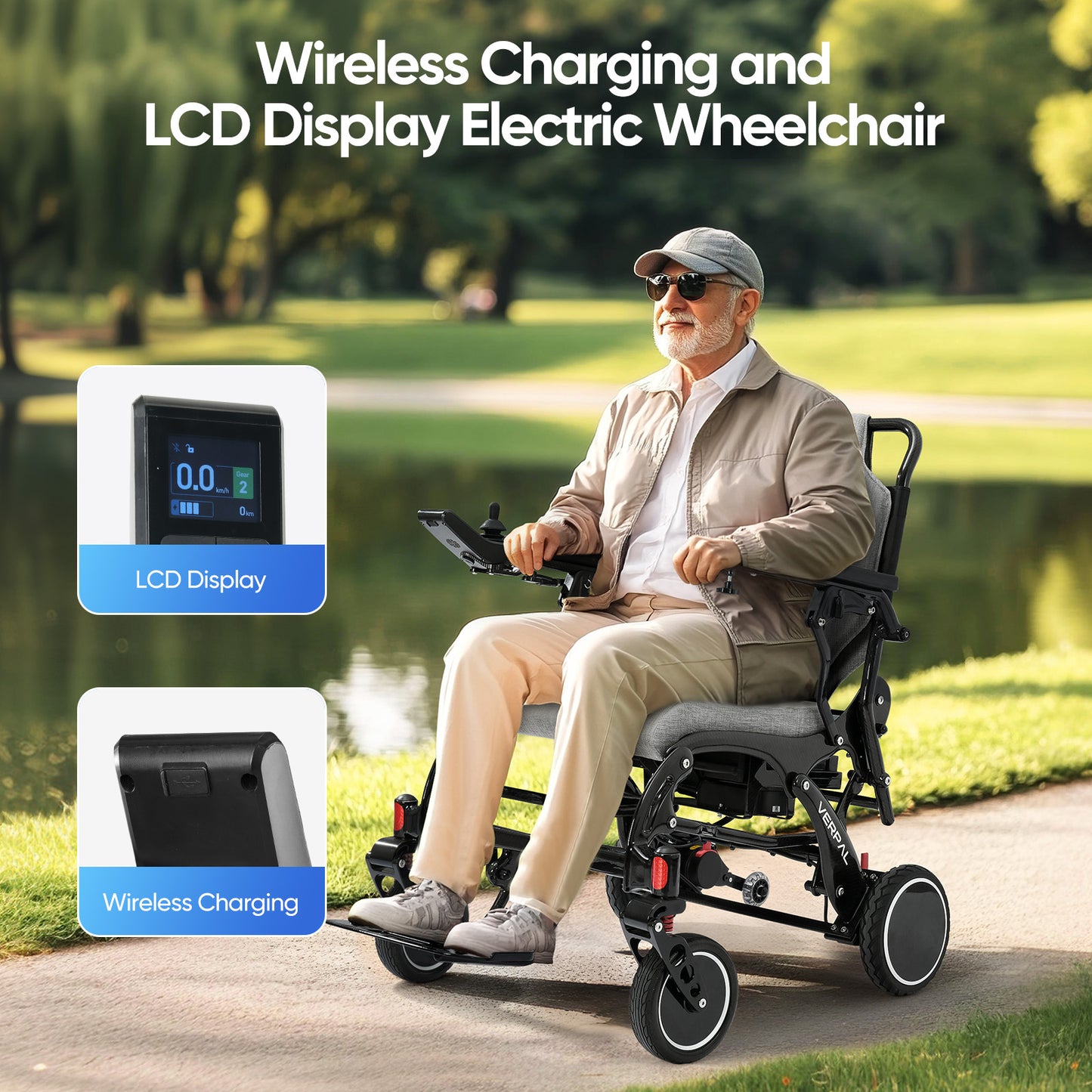 21" Lightweight Carbon Fiber Electric Wheelchairs for Adults, 20 Miles Long Range Motorized Wheelchairs Intelligent Wheelchairs for Adults All Terrain Wheelchairs Portable Airline Approved