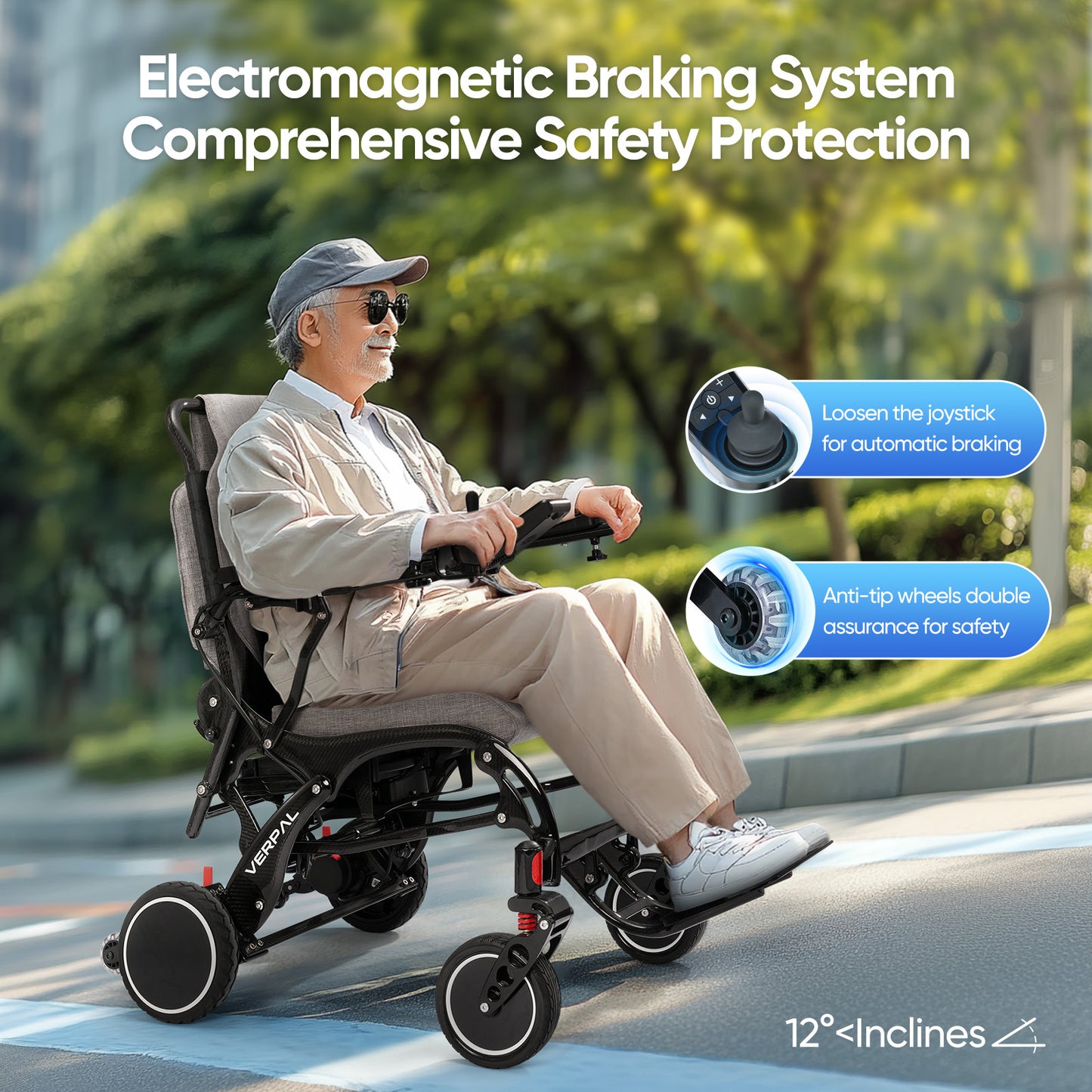 21" Lightweight Carbon Fiber Electric Wheelchairs for Adults, 20 Miles Long Range Motorized Wheelchairs Intelligent Wheelchairs for Adults All Terrain Wheelchairs Portable Airline Approved