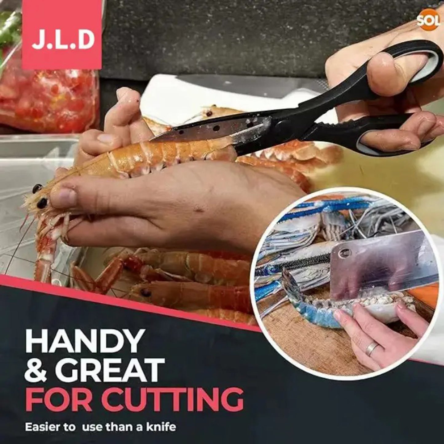 Food Scissors, Sharp Scissors with Nutcrackers, Bottle Opener, Can Opener, Vegetable Cutting Scissors, Chopping Scissors, Multi-Purpose Utensil Gadgets(USPS shipping, pickup supported)
