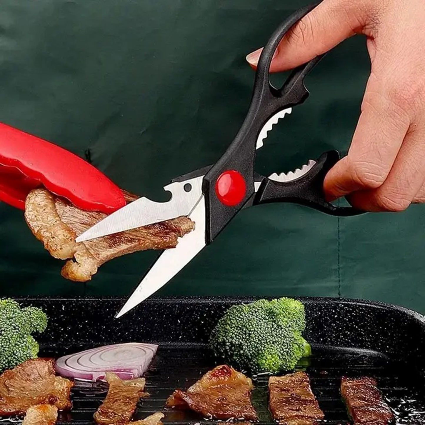 Food Scissors, Sharp Scissors with Nutcrackers, Bottle Opener, Can Opener, Vegetable Cutting Scissors, Chopping Scissors, Multi-Purpose Utensil Gadgets(USPS shipping, pickup supported)