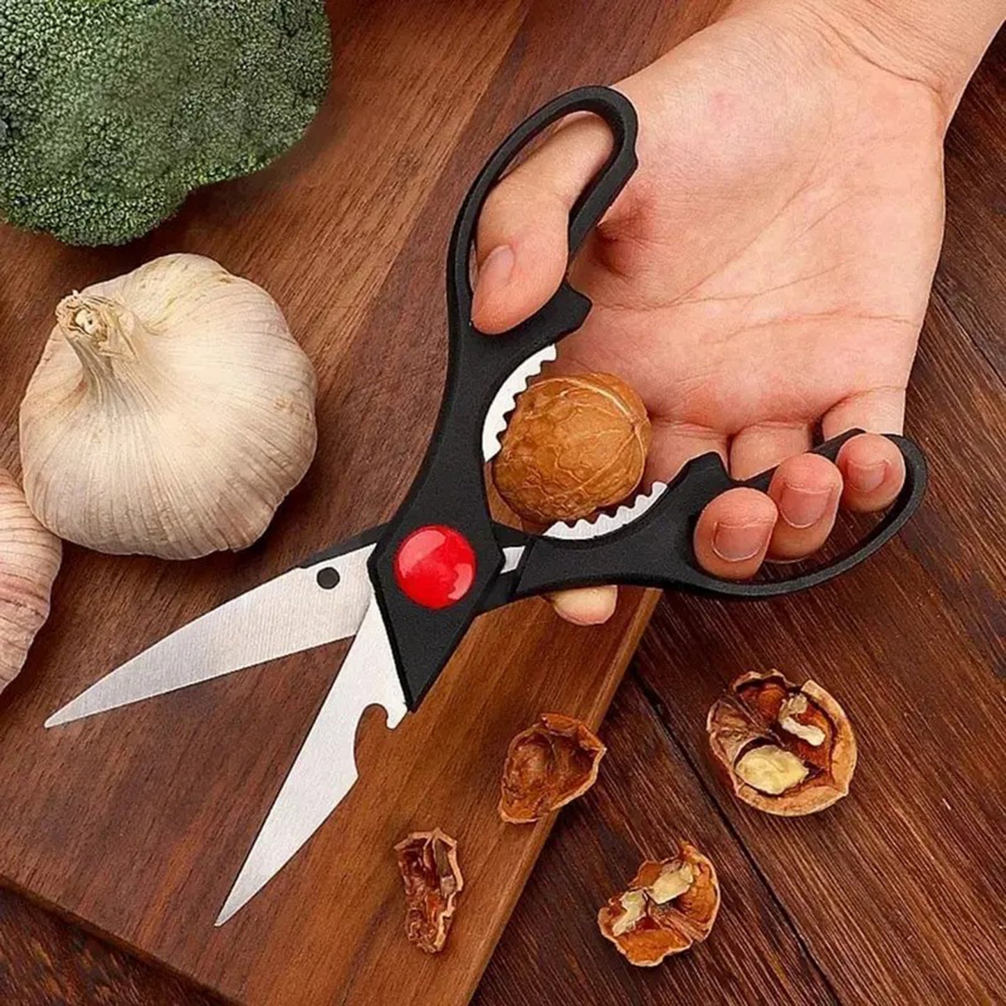 Food Scissors, Sharp Scissors with Nutcrackers, Bottle Opener, Can Opener, Vegetable Cutting Scissors, Chopping Scissors, Multi-Purpose Utensil Gadgets(USPS shipping, pickup supported)