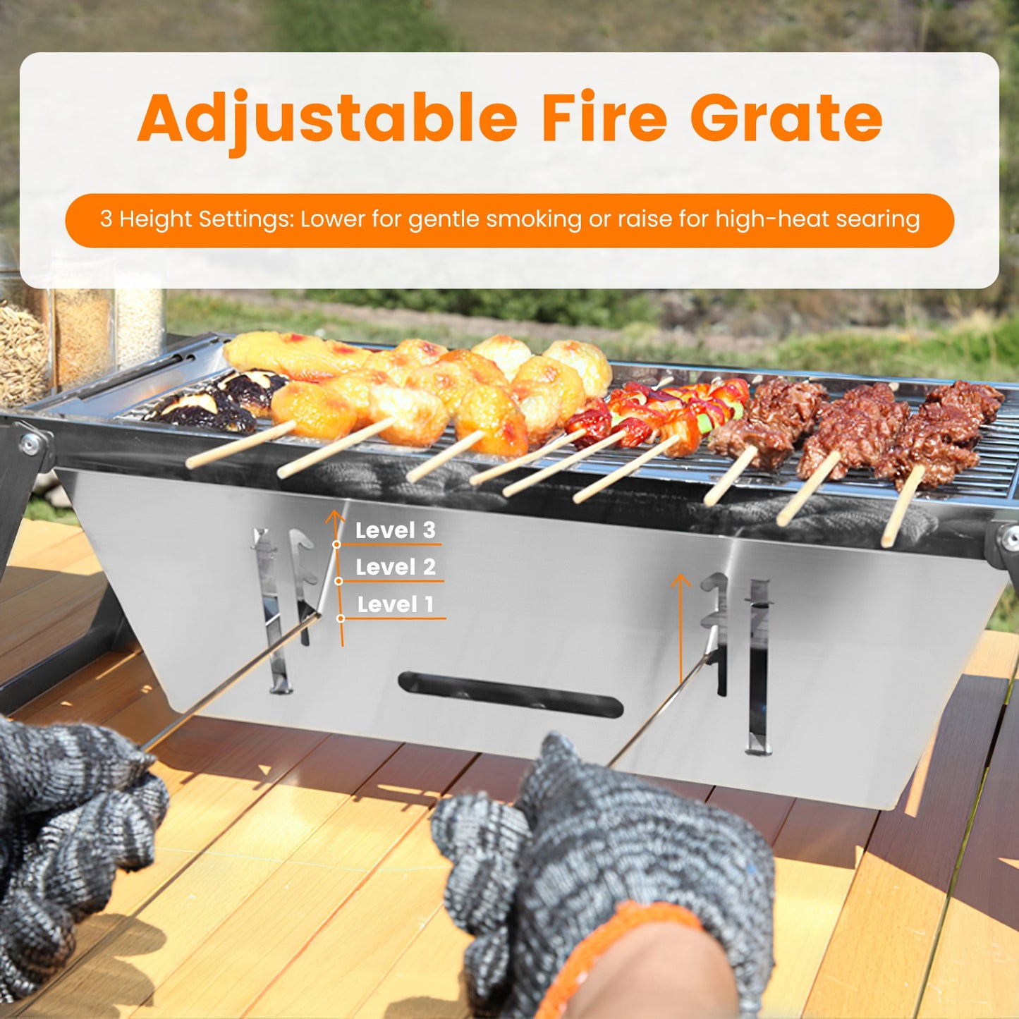Foldable Charcoal BBQ Grill Stainless Steel Grill Net Easy Setup Portable Tabletop Barbecue Grill for Camping Picnic Outdoor Party Backyard