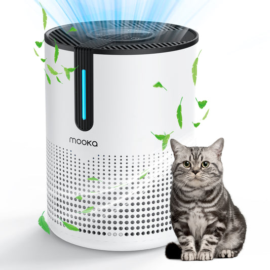 MOOKA 475Sq.ft Air Purifier Cleaner HEPA Filter Remove Odor Dust Mold Home Allergies Smog