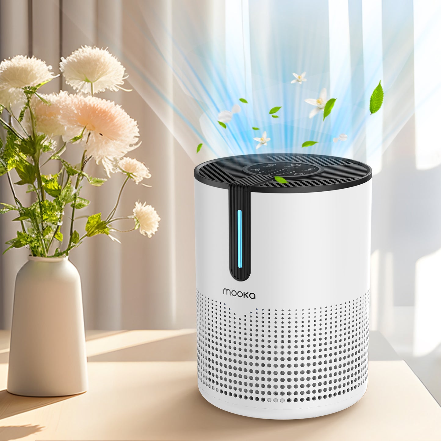 MOOKA 475Sq.ft Air Purifier Cleaner HEPA Filter Remove Odor Dust Mold Home Allergies Smog