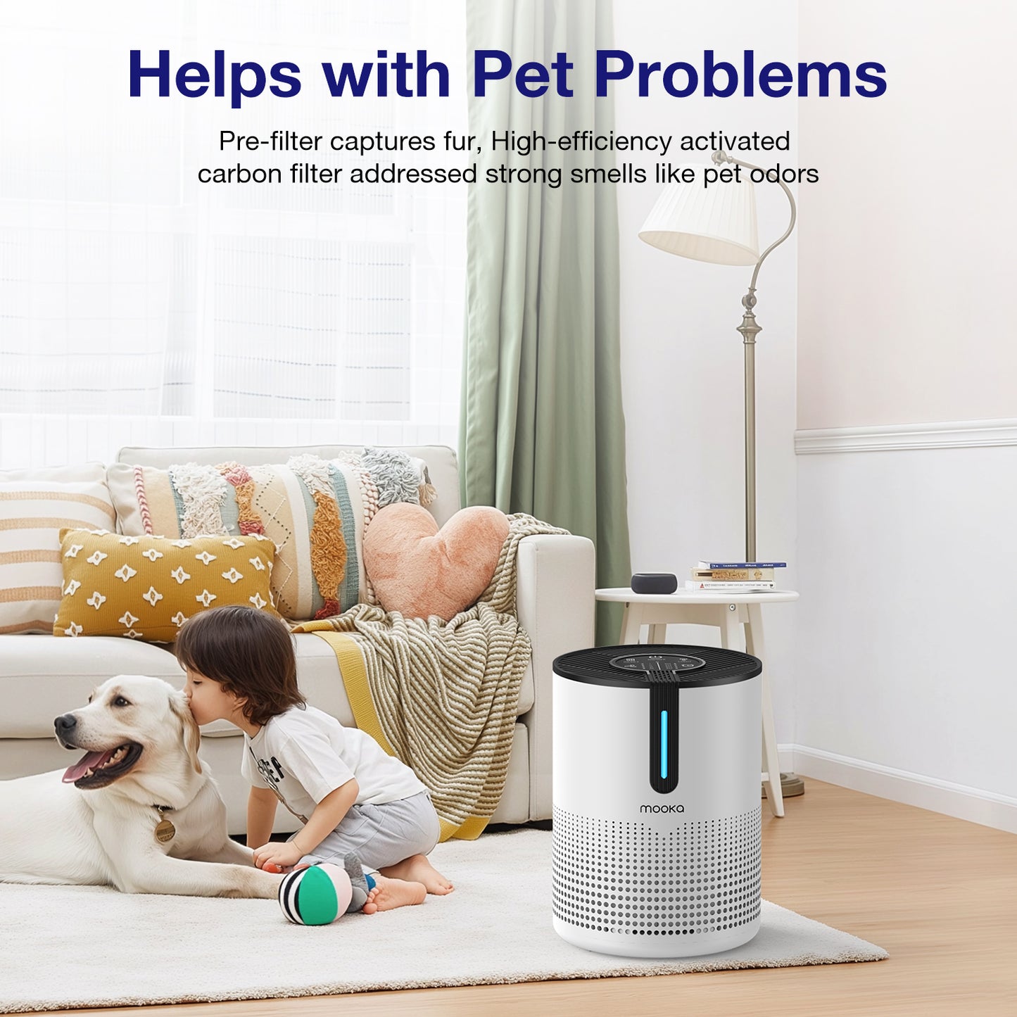 MOOKA 475Sq.ft Air Purifier Cleaner HEPA Filter Remove Odor Dust Mold Home Allergies Smog