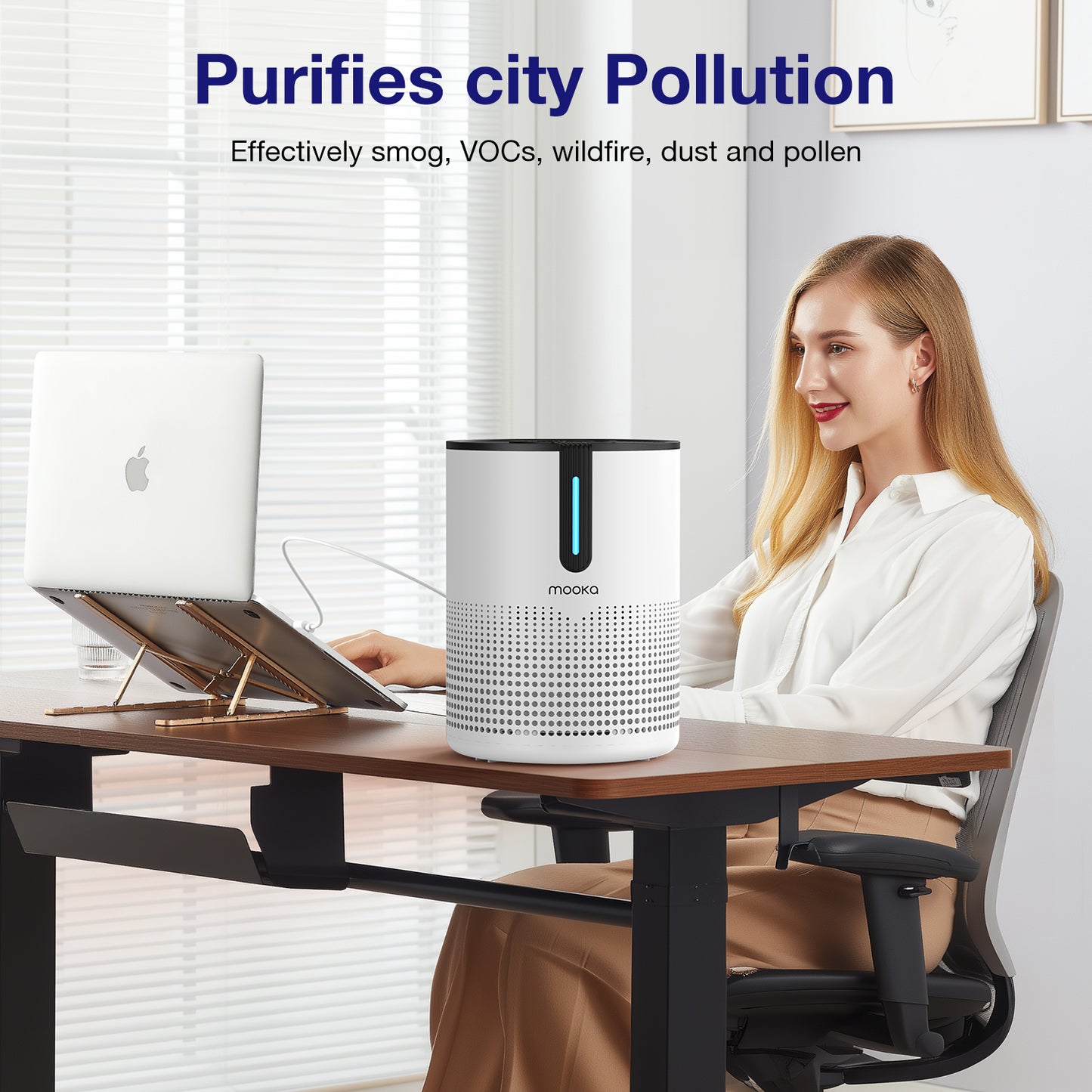 MOOKA 475Sq.ft Air Purifier Cleaner HEPA Filter Remove Odor Dust Mold Home Allergies Smog