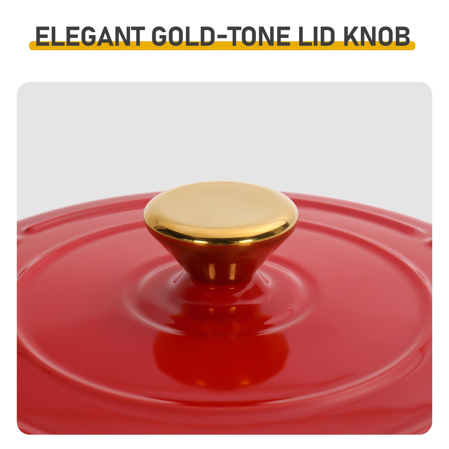 Cast iron 6QT cooking pot - Gradient red - Includes two silicone gloves - Enamel pot