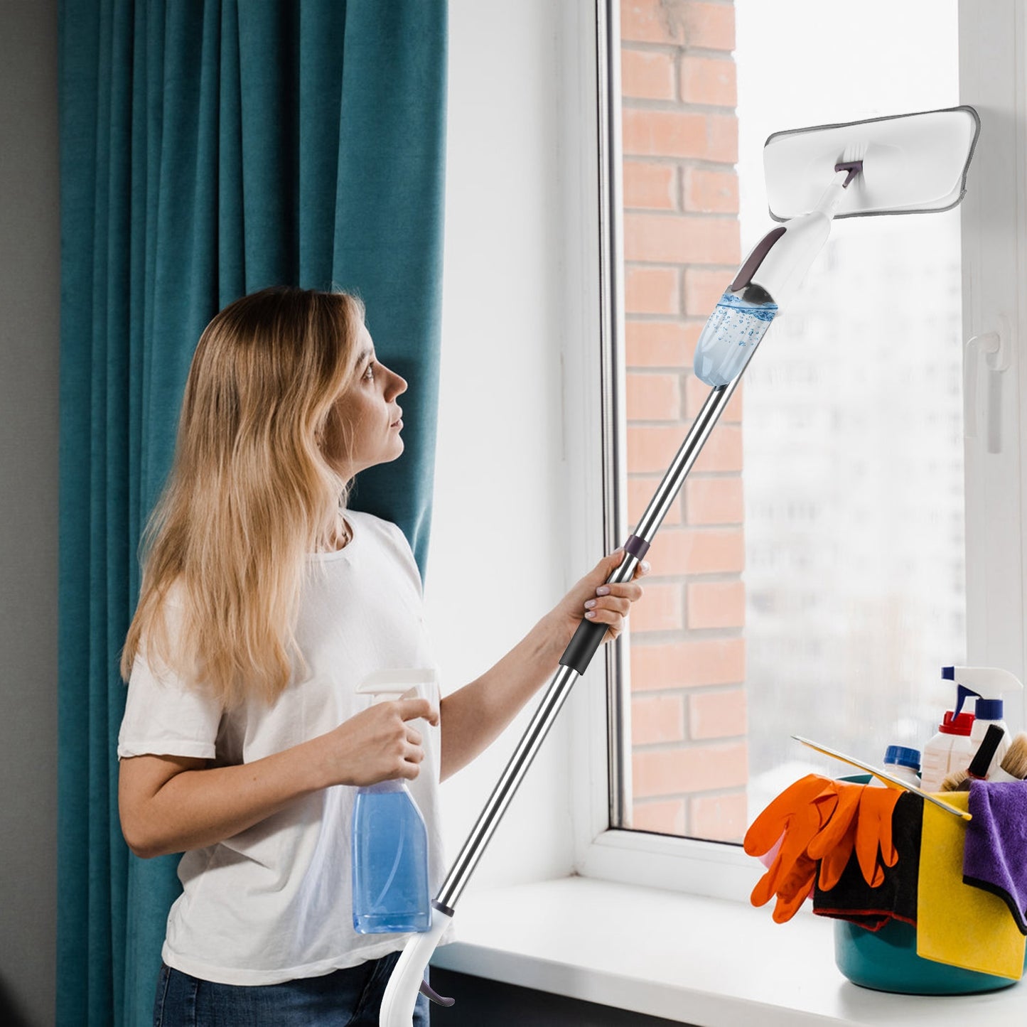 Spray Mop for Floor Cleaning - No Battery Required, 12OZ Leak-Proof Water Bottle, 360° Flexible Mop Head, 49IN Extended Handle, 3 Reusable Microfiber Pads - Suitable for Hardwood, Tile, Laminate, Viny