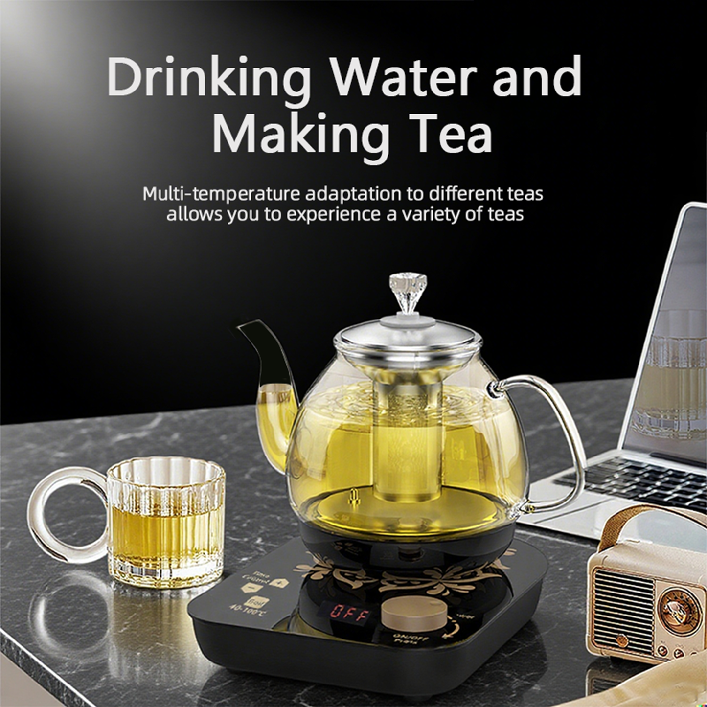 Professional multi-functional glass teapot | 800ml fast heating, cooking and brewing integrated electric kettle with stainless steel filter(UPS/FEDEX/UniUni/GOFO logistics delivery support self-pickup