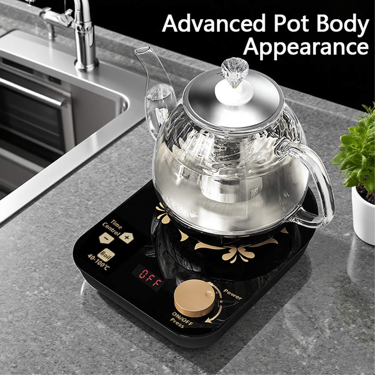 Professional multi-functional glass teapot | 800ml fast heating, cooking and brewing integrated electric kettle with stainless steel filter(UPS/FEDEX/UniUni/GOFO logistics delivery support self-pickup