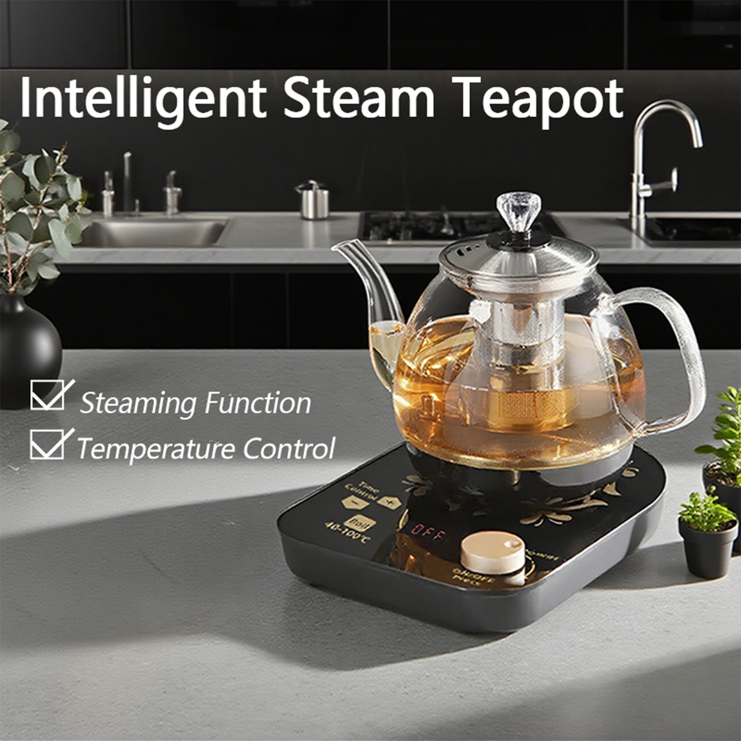 Professional multi-functional glass teapot | 800ml fast heating, cooking and brewing integrated electric kettle with stainless steel filter(UPS/FEDEX/UniUni/GOFO logistics delivery support self-pickup
