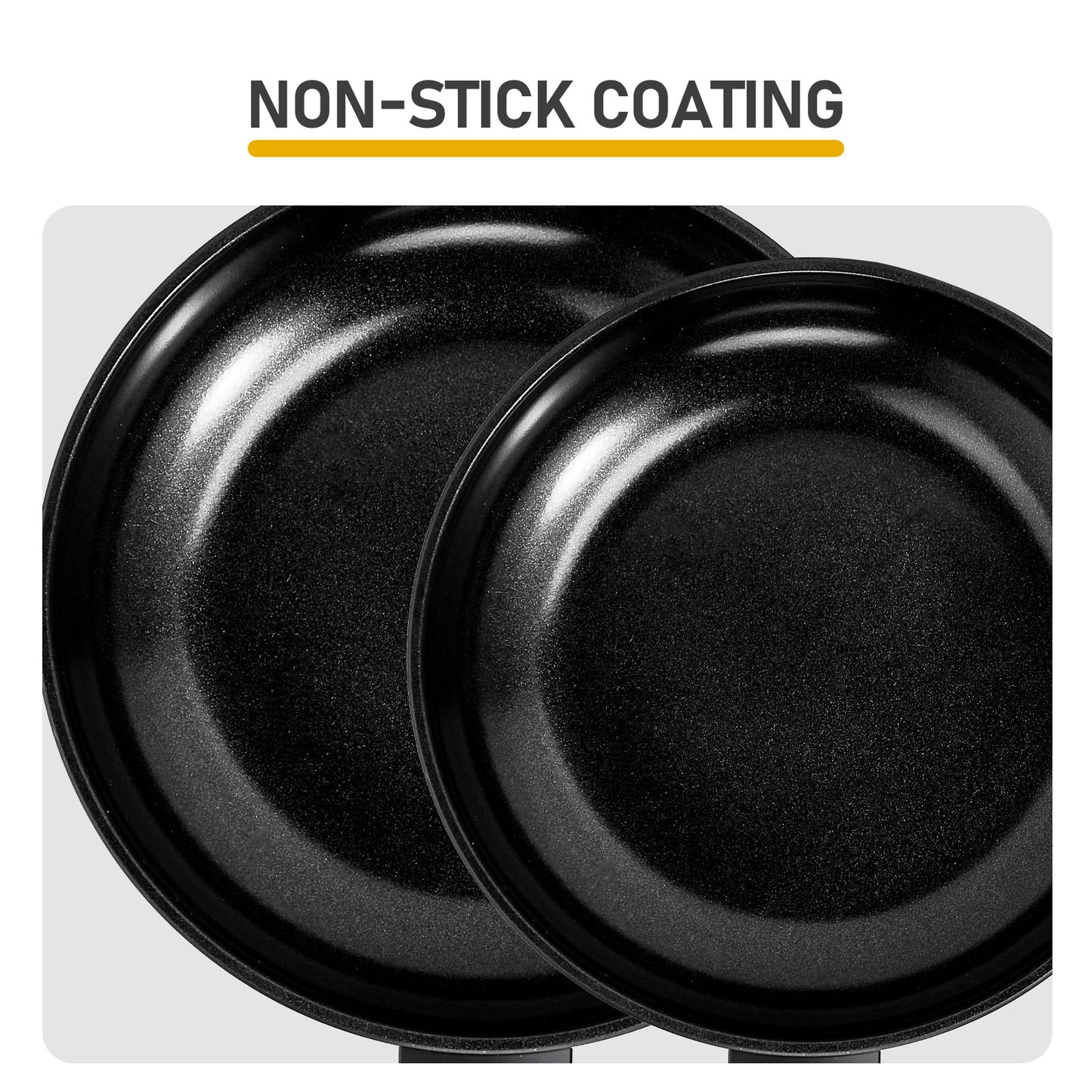 20-Piece Aluminum Cookware Set, Black Non-Stick Pots and Pans Set with Assembled Handles - 6 Pots (Including 28cm Stock Pot) & 3 Lids, Compatible with Induction, Gas, Electric Stoves for Kitchen