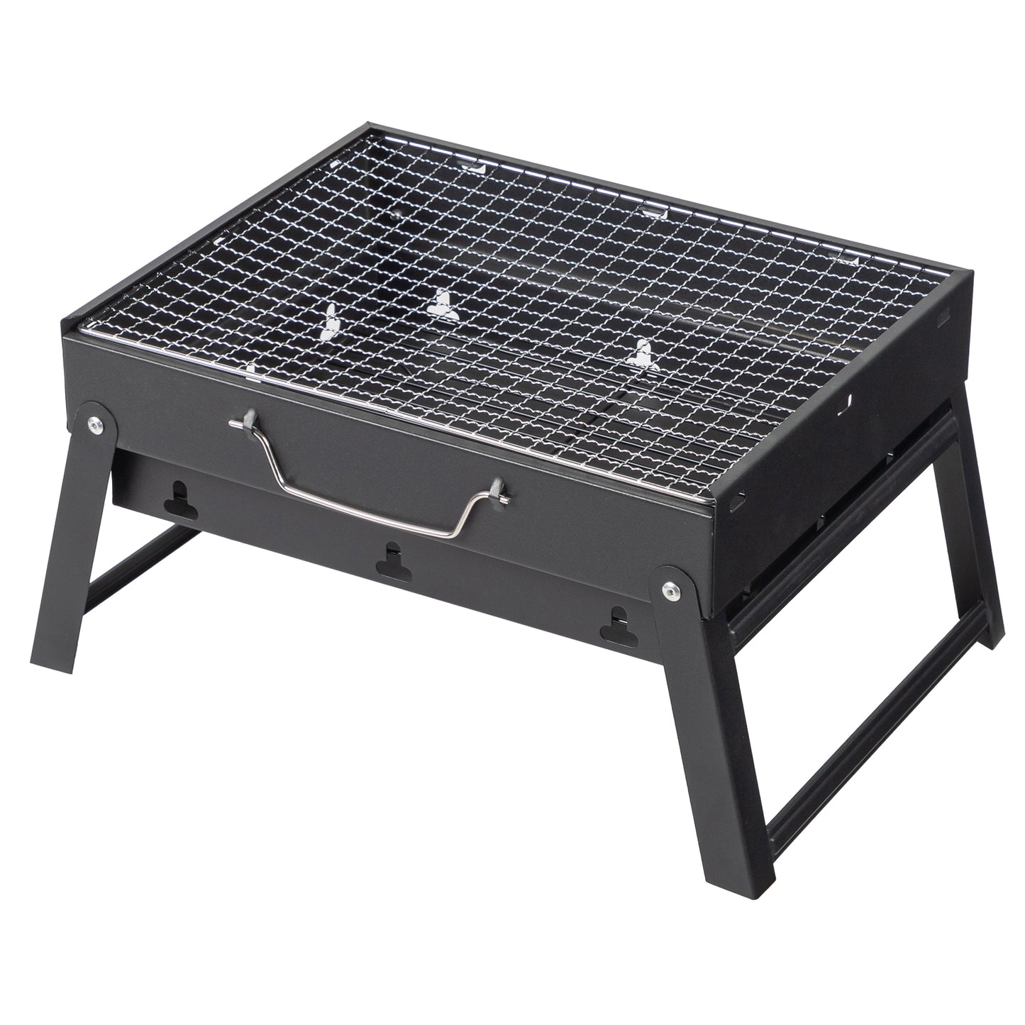 Portable BBQ Grill with Folding Feet, Compact and Lightweight Charcoal Grill for Outdoor Camping, Backyard, Picnic, Beach Party, and Family Outings