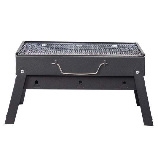 Portable BBQ Grill with Folding Feet, Compact and Lightweight Charcoal Grill for Outdoor Camping, Backyard, Picnic, Beach Party, and Family Outings