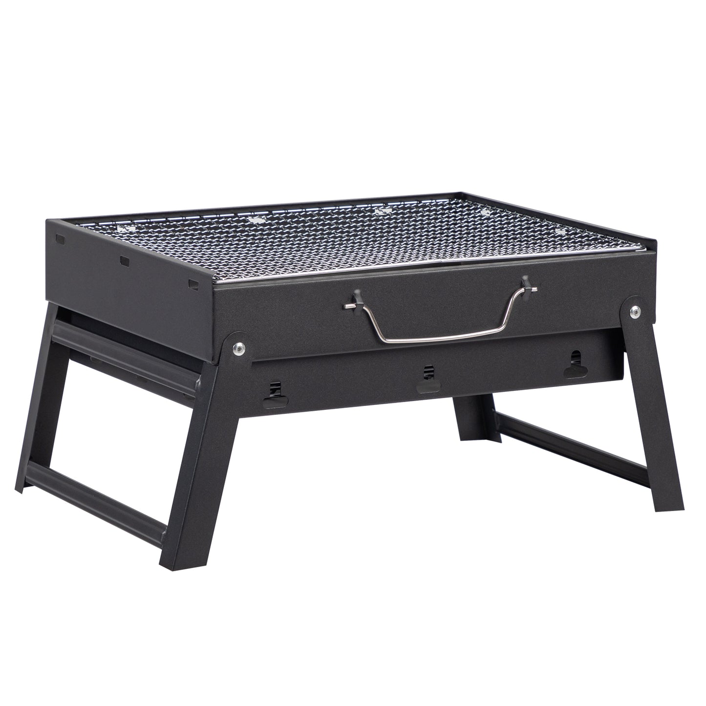 Portable BBQ Grill with Folding Feet, Compact and Lightweight Charcoal Grill for Outdoor Camping, Backyard, Picnic, Beach Party, and Family Outings