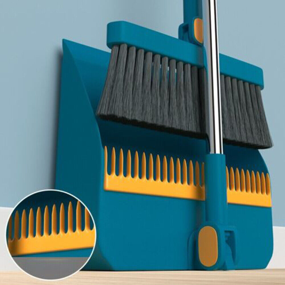 Long Handled Dustpan and Brush Set Strong Metal Handle Dust Pan & Broom Sweeper