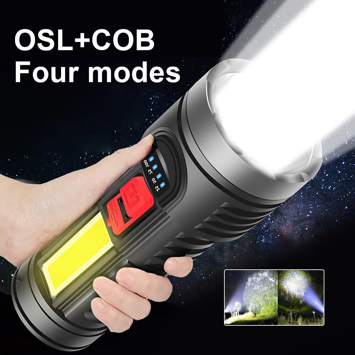 USB Rechargeable LED Flashlight 4-Modes Camping Hiking Torch Work Light(Platform policies vary; relevant qualifications are attached via link, please do not list products without required qualifications)