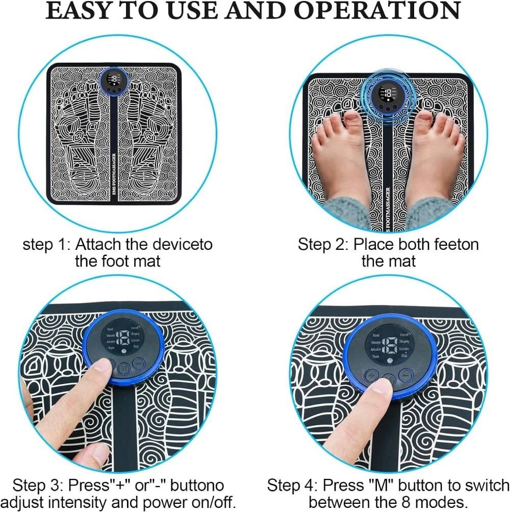 Electric Foot Massager Pad Blood Circulation Muscle Stimulator Mat 19 Levels and 8 Modes-Massage Mat(Logistics only For USPS.TK/TMEU only For self-pickup)