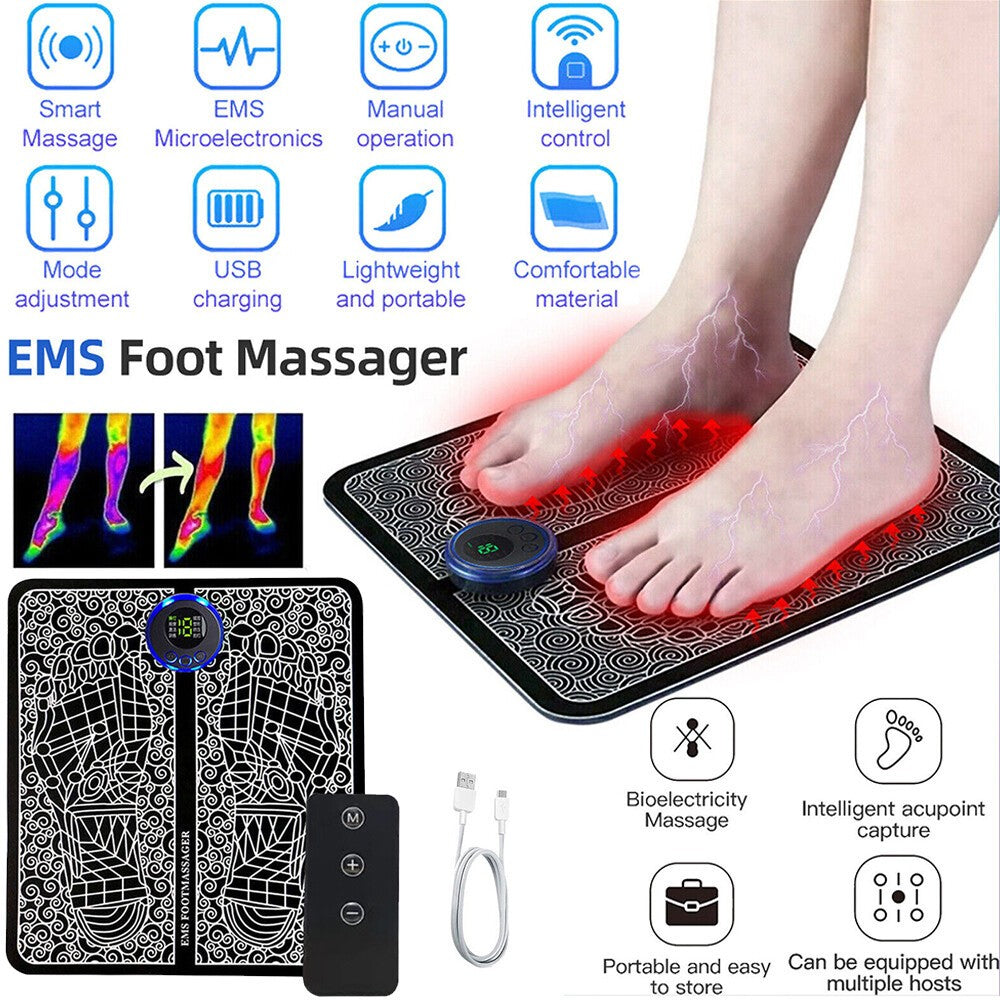 Electric Foot Massager Pad Blood Circulation Muscle Stimulator Mat 19 Levels and 8 Modes-Massage Mat(Logistics only For USPS.TK/TMEU only For self-pickup)
