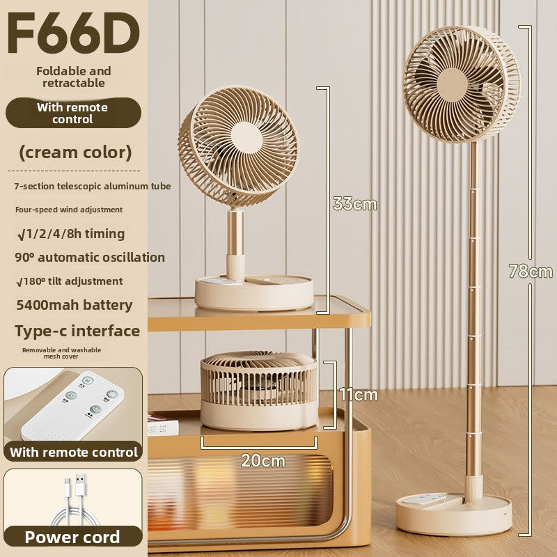 Foldable Telescopic USB Rechargeable Fan with Remote