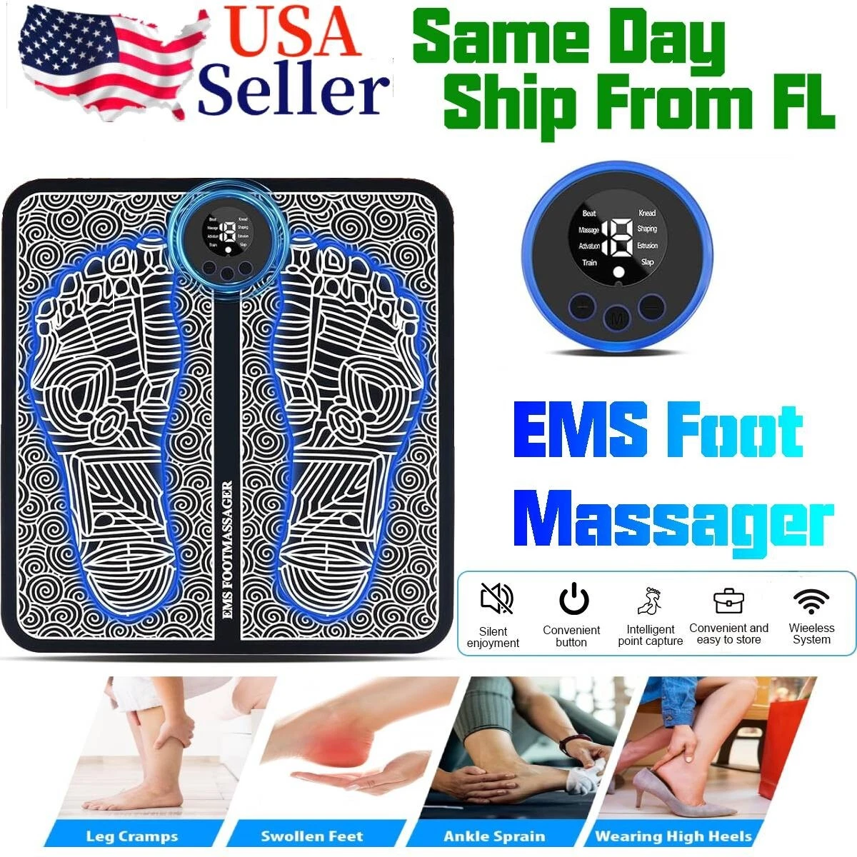 Electric Foot Massager Pad Blood Circulation Muscle Stimulator Mat 19 Levels and 8 Modes-Massage Mat(Logistics only For USPS.TK/TMEU only For self-pickup)