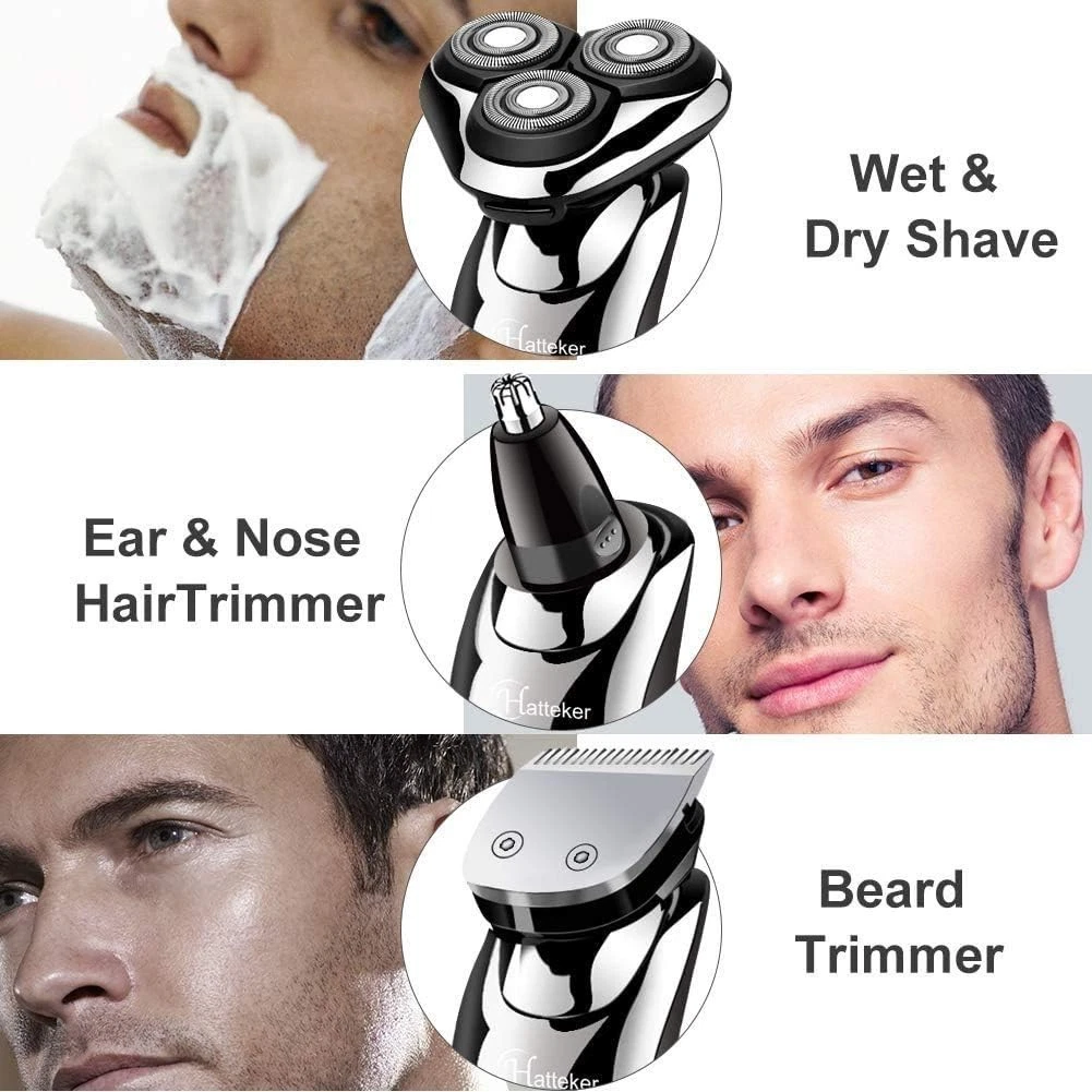USB Rechargeable 3-In-1 Men's Professional Multi-function Cheek Beard Trimmer Men Nose Hair Cutting Barber Shaver Machine Blue (Logistics only For USPS.TK/TMEU only For self-pickup)