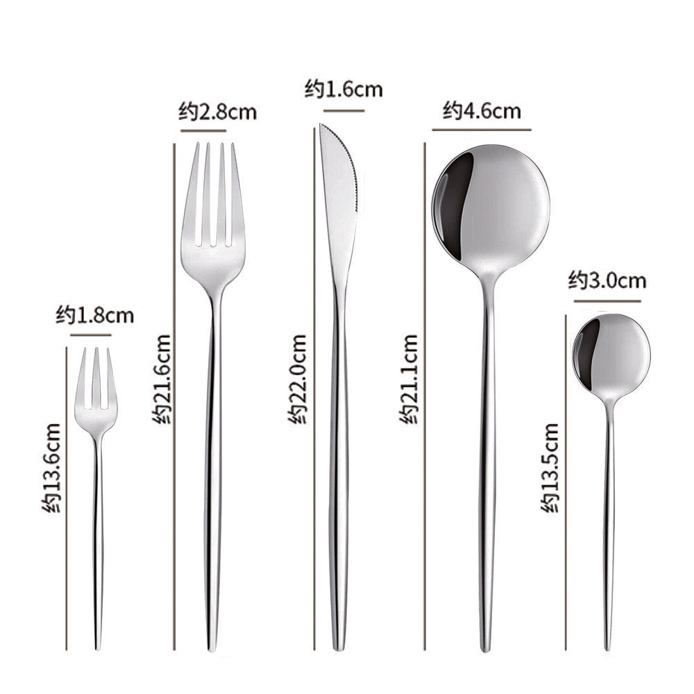 30pc CUTLERY DINNER SET STAINLESS STEEL METAL STAND RACK FORKS TEA SPOONS POLISH