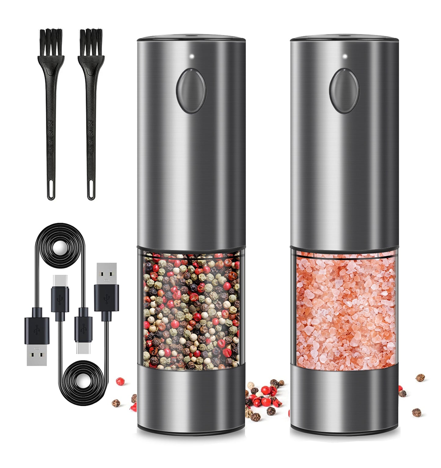2PCS electric salt and pepper grinder set - battery-powered spice grinder, adjustable for coarseness, perfect for home kitchens, durable plastic, electric salt and pepper grinder, automatic grinder