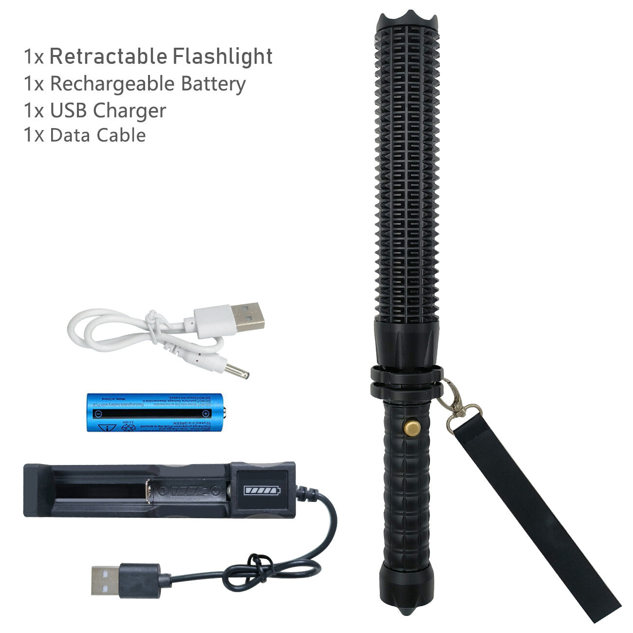 USB Rechargeable LED Flashlight Retractable Torch 3-Mode Zoomable Security Light Outdoor Flashlight Set(Platform policies vary; relevant qualifications are attached via link, please do not list products without required qualifications)