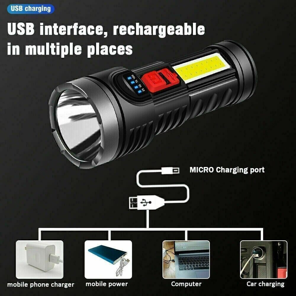USB Rechargeable LED Flashlight 4-Modes Camping Hiking Torch Work Light(Platform policies vary; relevant qualifications are attached via link, please do not list products without required qualifications)