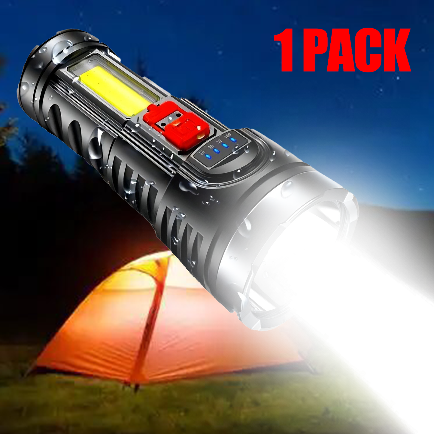 USB Rechargeable LED Flashlight 4-Modes Camping Hiking Torch Work Light(Platform policies vary; relevant qualifications are attached via link, please do not list products without required qualifications)