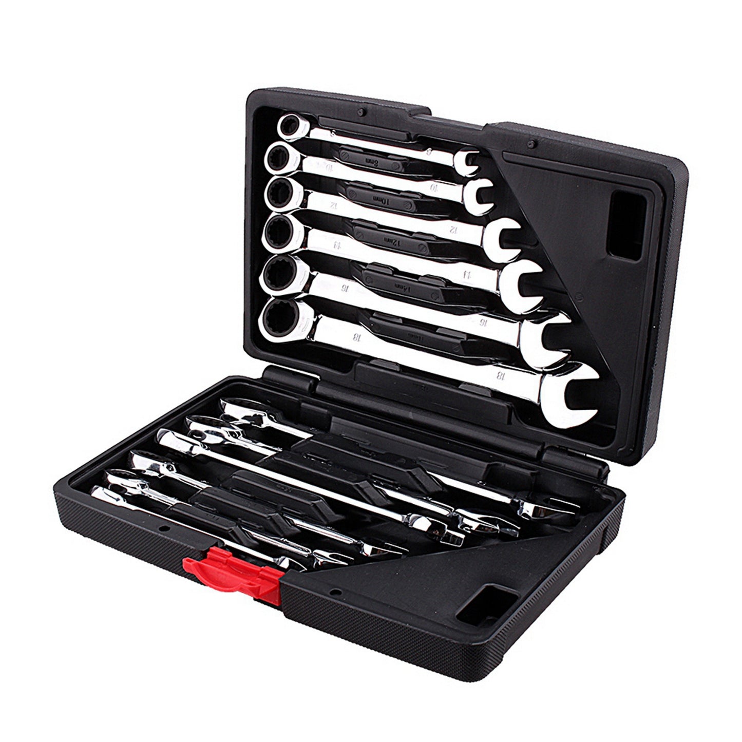 12pcs Fixed Spanners Ratchet Wrench Kit (8-19mm), High-Torque Hand Tool Set for Garage, Workshop & Household Repairs