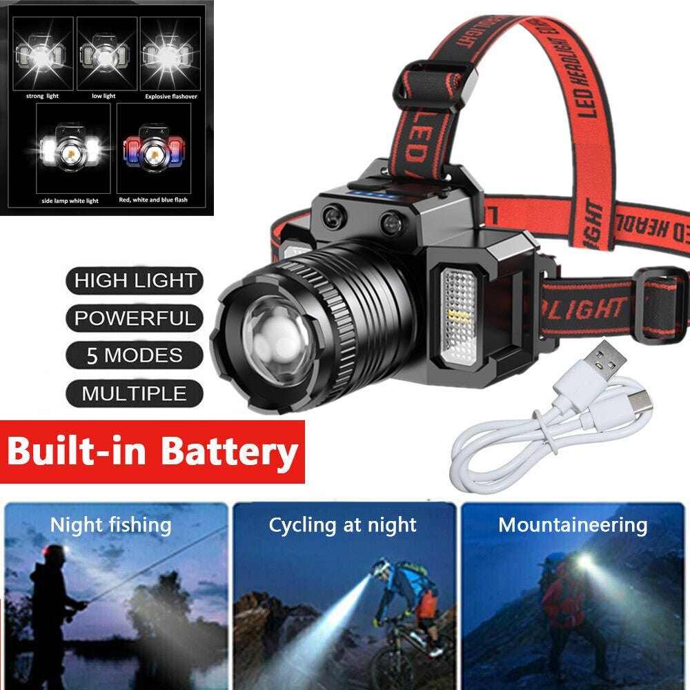 5-Modes LED Headlamp Motion Sensor Headlamp USB Rechargeable Canping Hiking Headlight(Platform policies vary; relevant qualifications are attached via link, please do not list products without required qualifications)