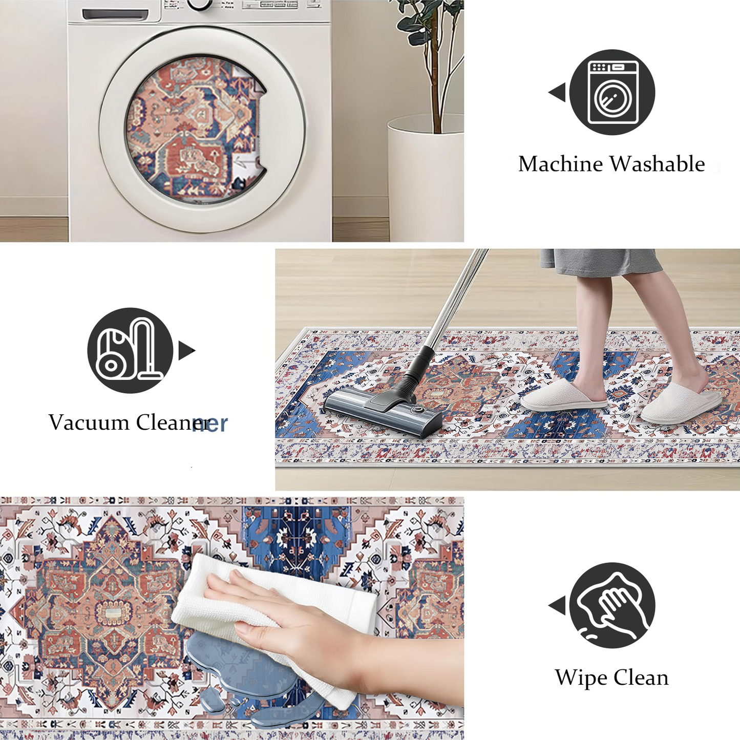Boho Kitchen Rug Sets 3 Piece with Runner Non Slip Kitchen Rugs and Mats Washable Kitchen Mats for Floor Thick Kitchen Floor Mat Carpet Runner Rugs for Hallway Laundry Holiday Decor
