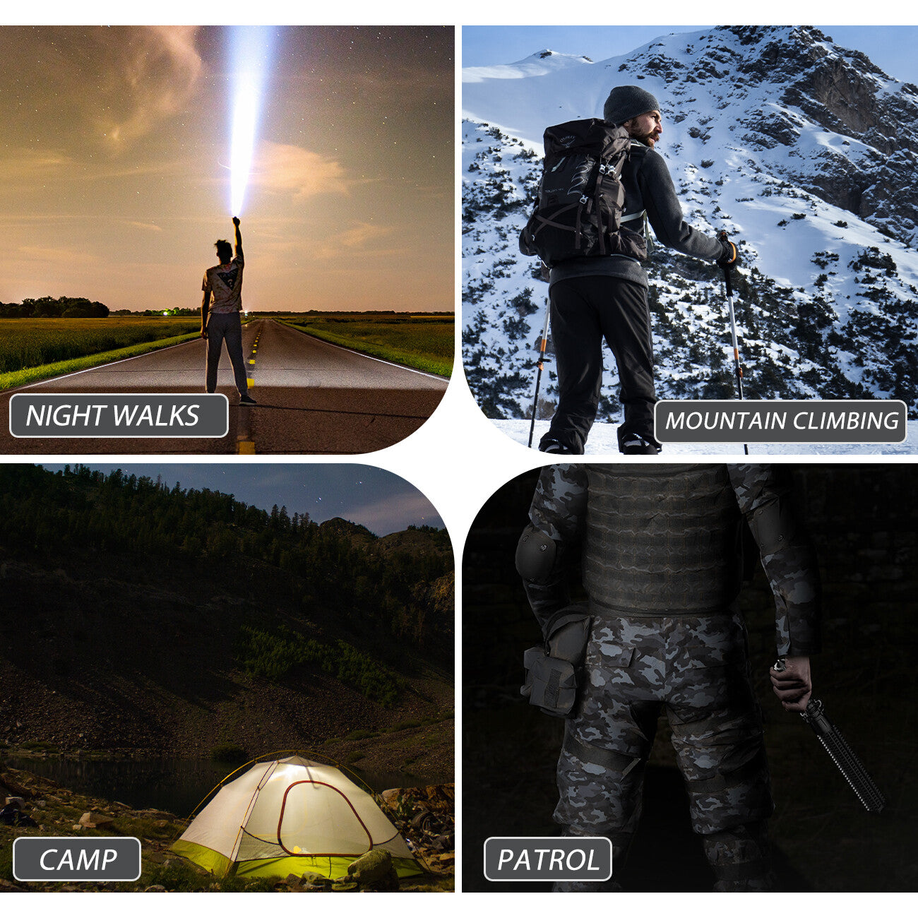 USB Rechargeable LED Flashlight Retractable Torch 3-Mode Zoomable Security Light Outdoor Flashlight Set(Platform policies vary; relevant qualifications are attached via link, please do not list products without required qualifications)