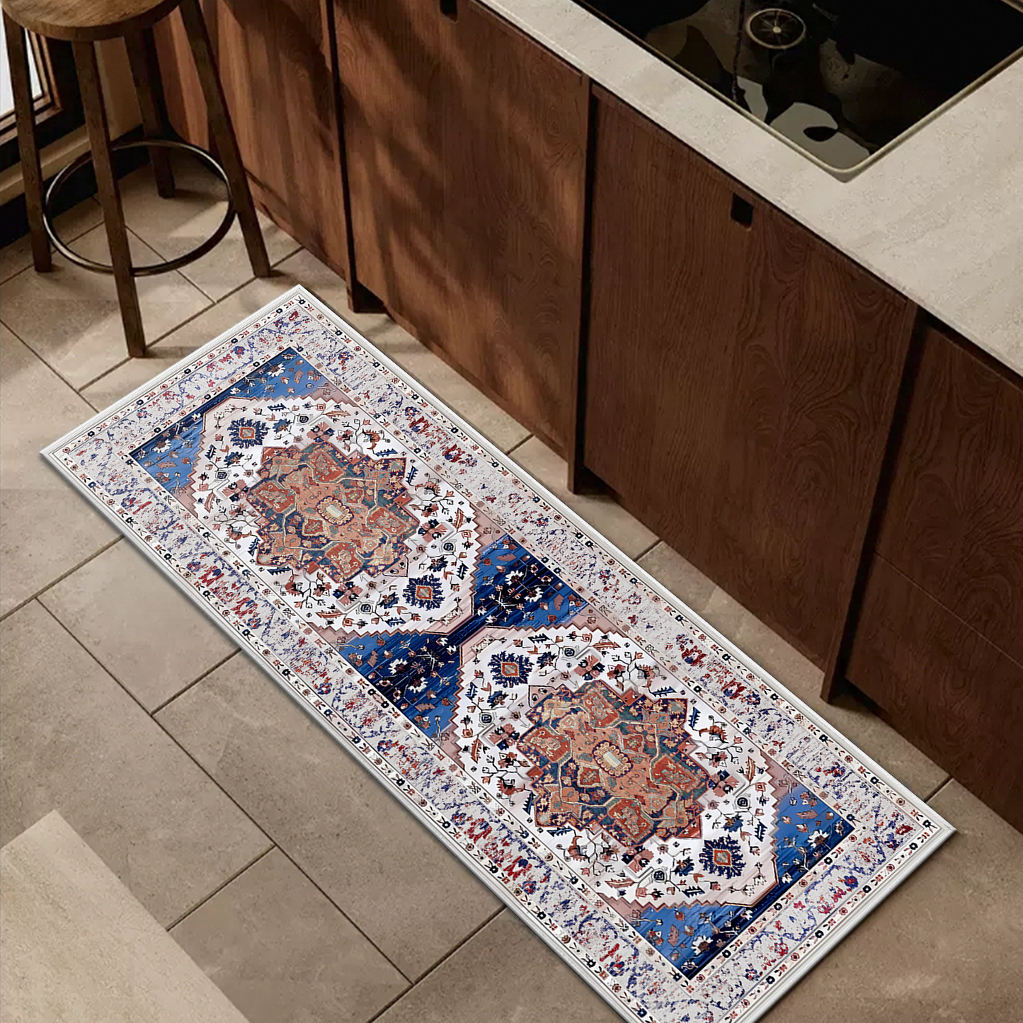 Boho Kitchen Rug Sets 3 Piece with Runner Non Slip Kitchen Rugs and Mats Washable Kitchen Mats for Floor Thick Kitchen Floor Mat Carpet Runner Rugs for Hallway Laundry Holiday Decor